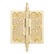 4" Solid Brass Ornate Door Hinge - Matte Brass, , large image number 0
